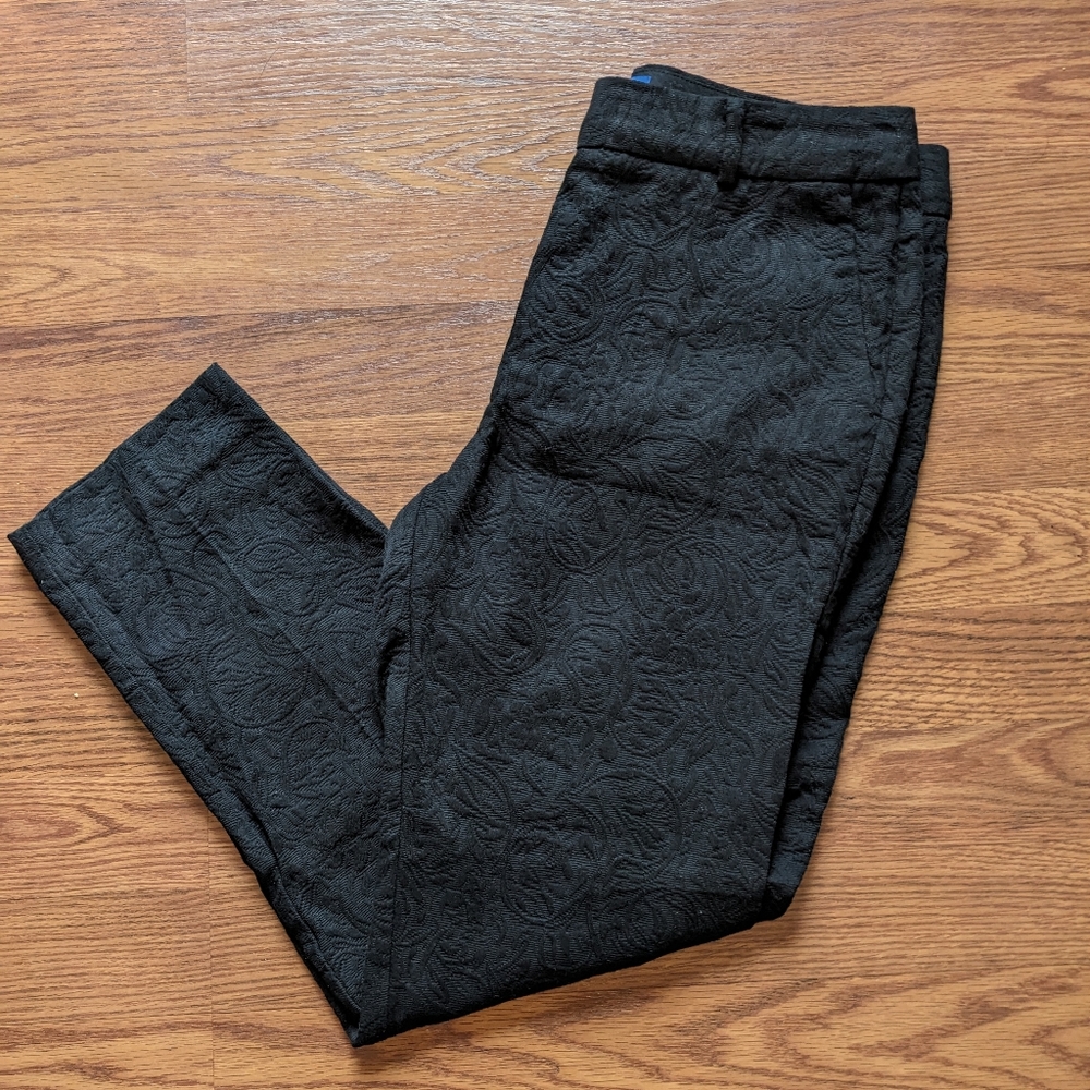 RSVP by Talbots Black on Black Floral Embossed Ankle Pants